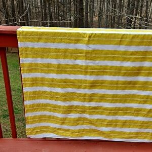 Threshold 100% Cotton Yellow  White Striped Tablecloth 77 X 55 Inches Rectangle